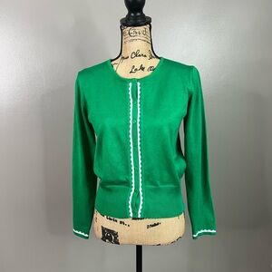 Green Women's Cardigan Belle Pogue medium twee cute quirky retro artsy